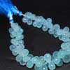 Natural Aqua Blue Chalcedony Faceted Tear Drops Briolette Beads Sold per 4.25 inches strand and Size 8mm to 13.5mm Approx.Chalcedony is a cryptocrystalline variety of quartz. Comes in many colors such as blue, pink, aqua. Also known to lower negative energy for healing purposes. 